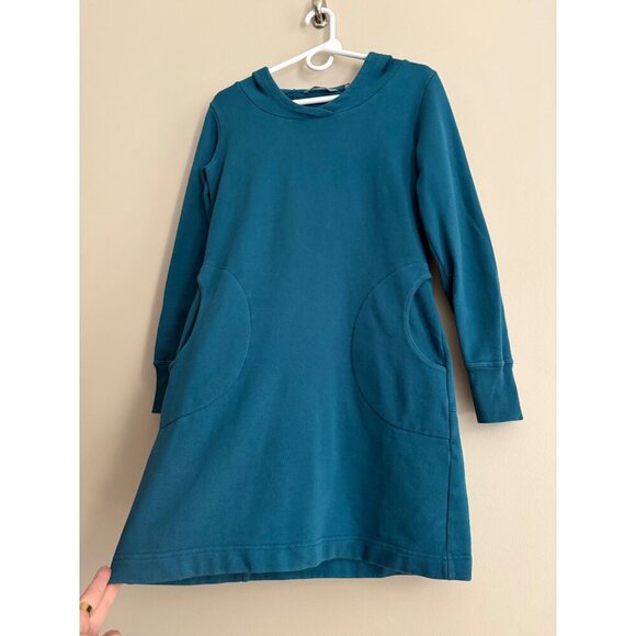 Horny Toad Fleece Lined Hoodie Sweater Dress Turquoise XS Cozy Warm Pullover - Picture 3 of 11